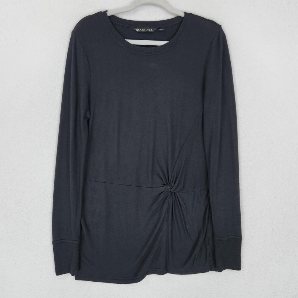 Athleta Sweater Womens Small Black Nirvana Twist Front Clarity Tunic Sweatshirt